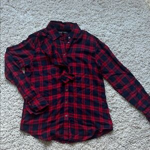 Banana Republic Red and Navy Plaid Shirt